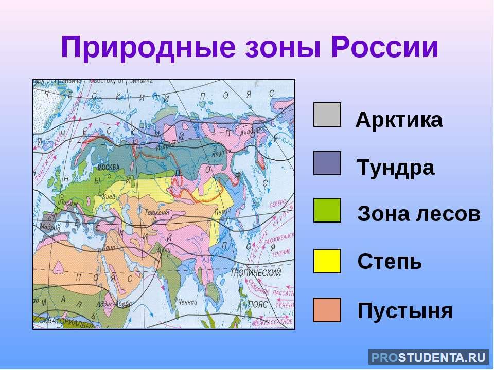 Карта с природными зонами россии 4 класс с названием