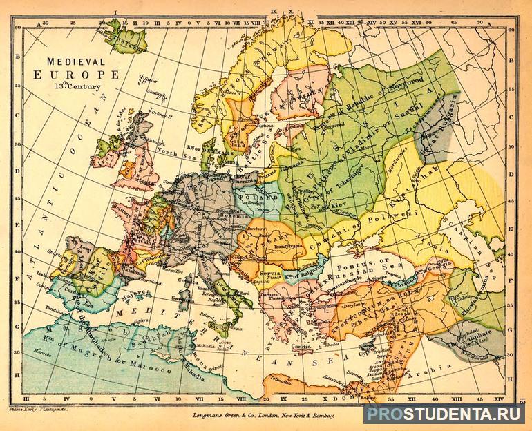 Карта средневековой Европы