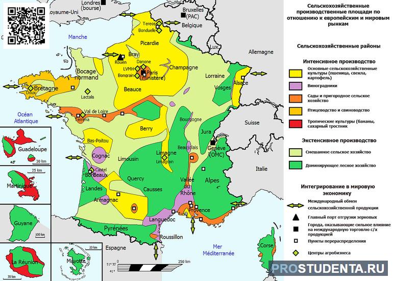 Промышленность франции карта 