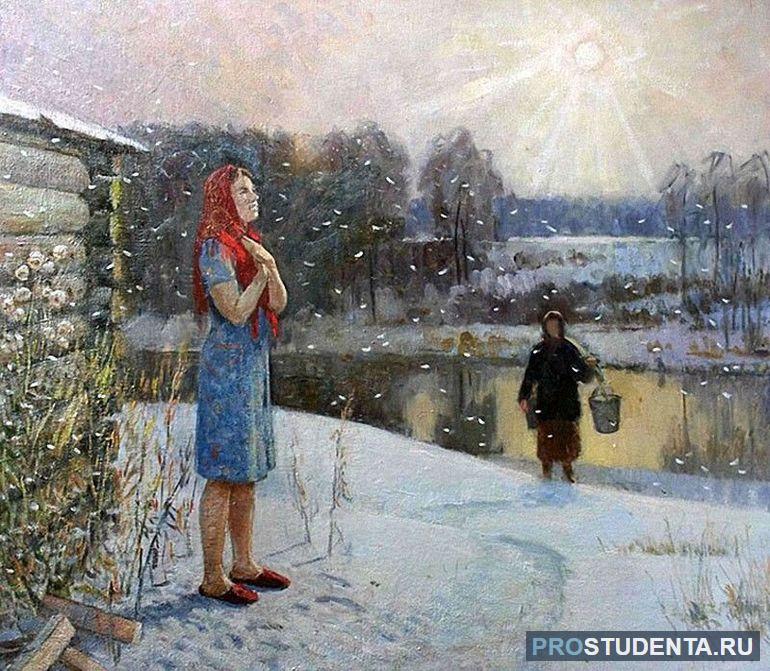 Описание картины первый снег пластова 