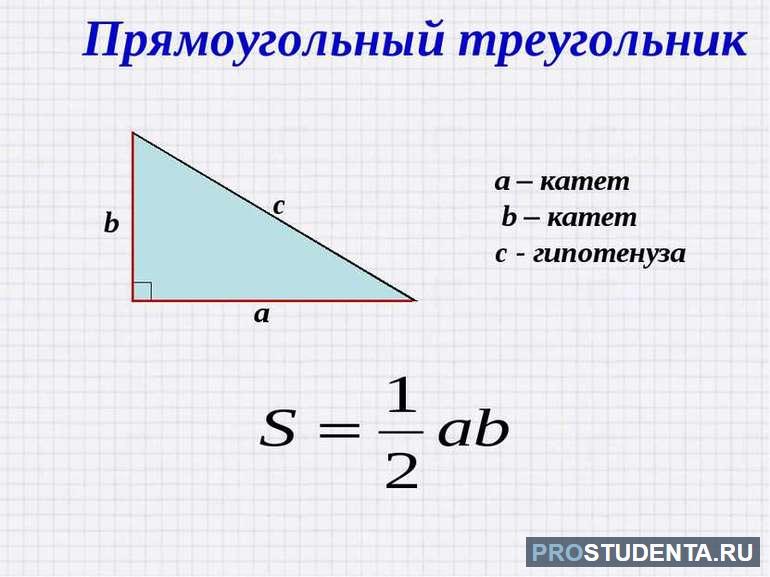 Площадь прямоугольного треугольника