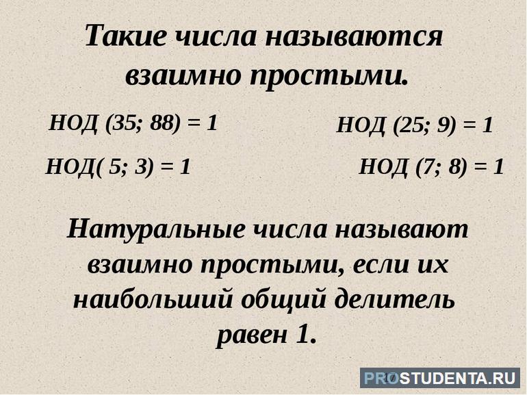 Какие числа называются взаимно простыми