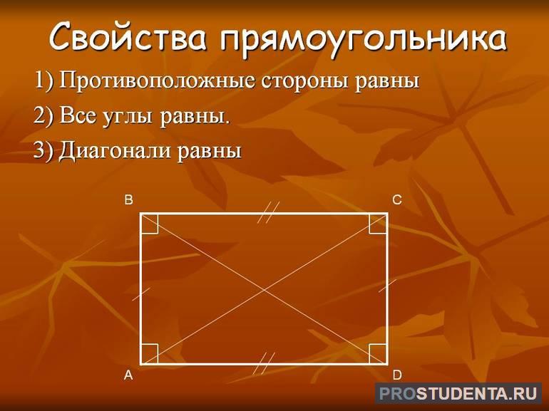 Основные свойства прямоугольника