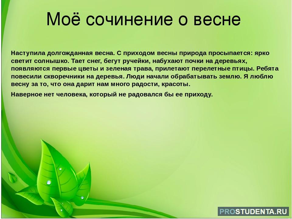 Сочинение на тему весеннее утро. Сочинение про весну. Мини сочинение про весну.