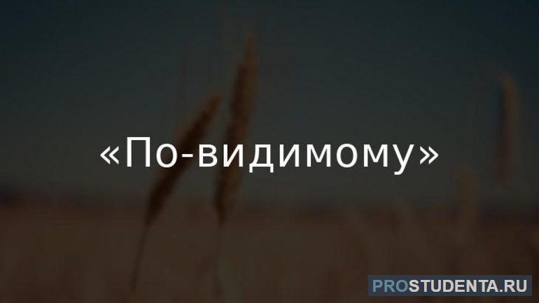 Анализ того, как пишется слово «по-видимому» – слитно или раздельно