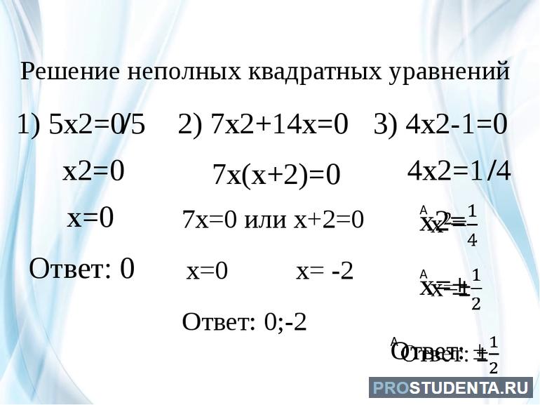 Как решить неполное квадратное уравнение 