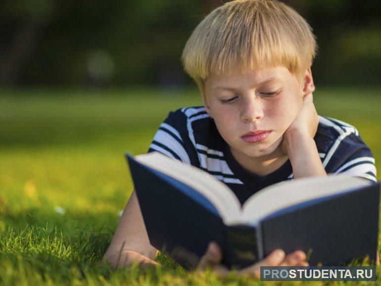 Ребенок читает рассказ «Холстомер»