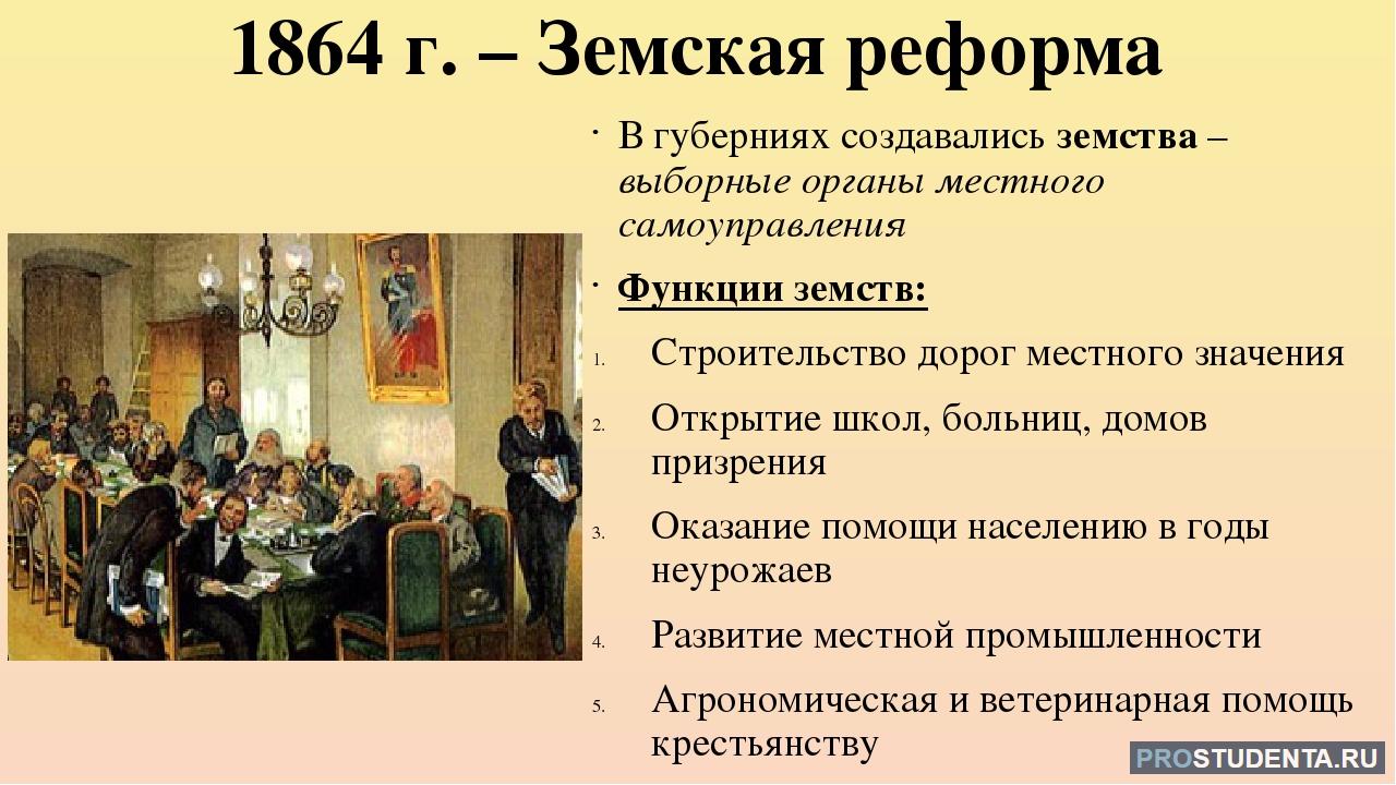 Реформы на кубани в 19 веке. Реформа местного самоуправления 1864. Земская реформа 1864 года образование.