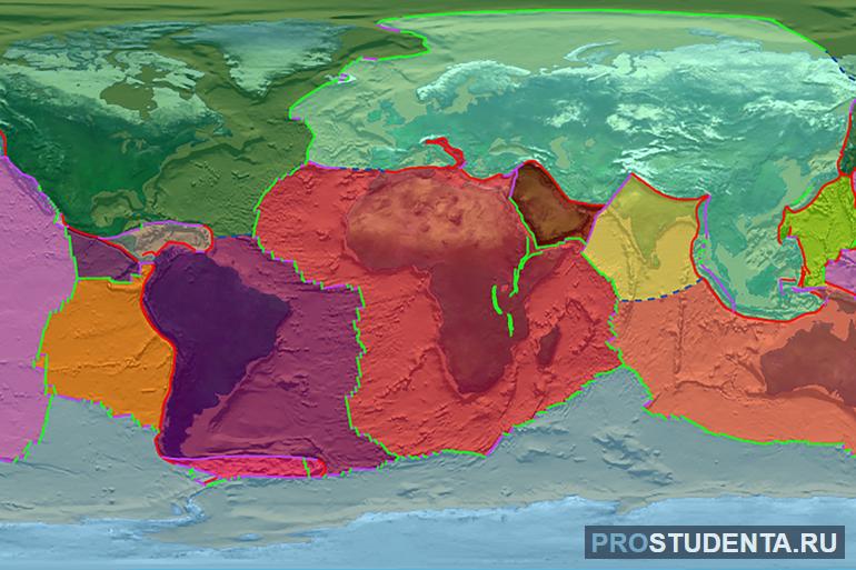 Движение и география литосферных тектонических плит в мире
