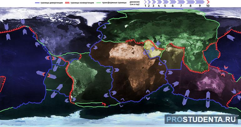 Скорость движения тектонических плит составляет около 2 сантиметров в год