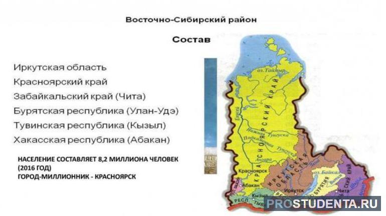 Население восточной сибири россии. Восточно-Сибирский экономический район карта. Восточно Сибирский район состав. Восточно-Сибирский экономический район состав. Соседи Восточной Сибири экономического района.