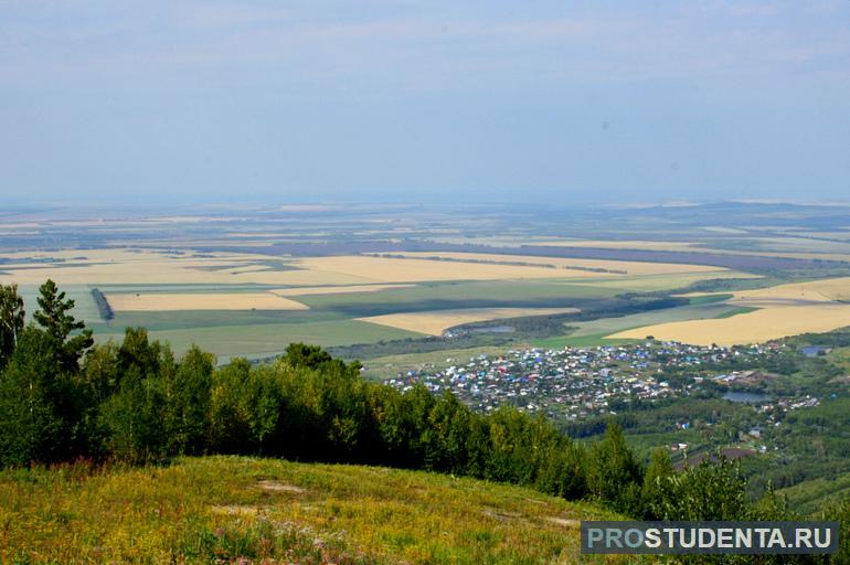 Плоский рельеф, характерный для Западно-Сибирской низменности