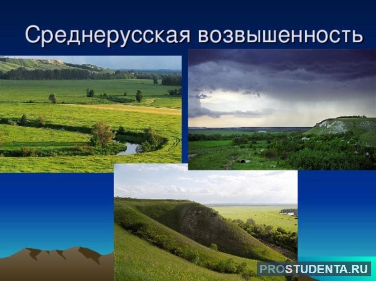 Как называются возвышения на равнинах. Древне русская возвышенность. Среднерусская возвышенность. Соедне русское возвышенность. Средне русмкая возвышенность.