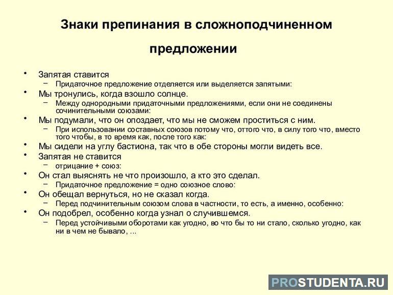 Пунктуация в Сложноподчинённом предложении