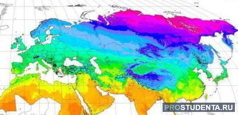 Климатические пояса Евразии и их положение на карте