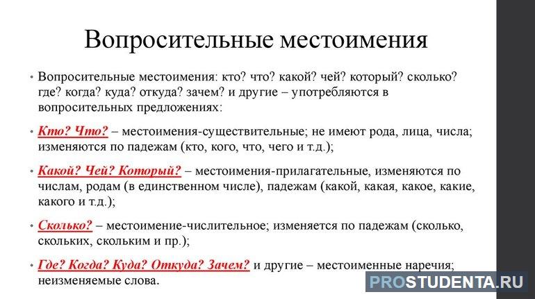 Вопросительные местоимения