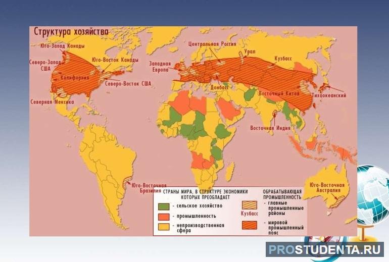 Модель мирового хозяйства на карте