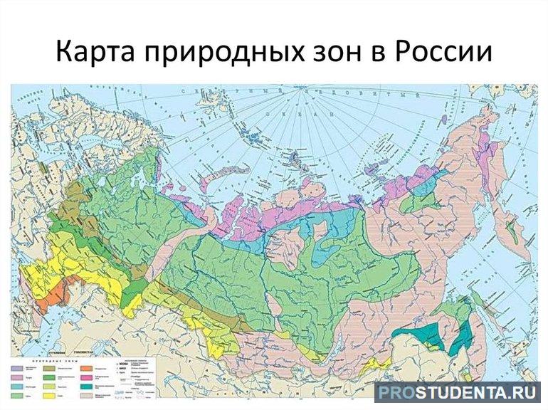 Карта с природными зонами россии 4 класс с названием