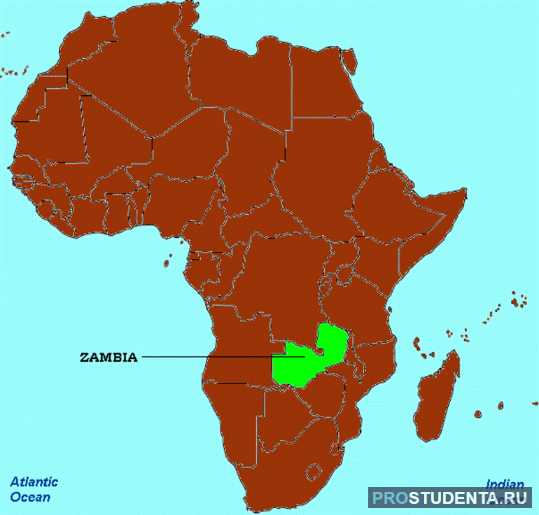 Африка замбия на карте