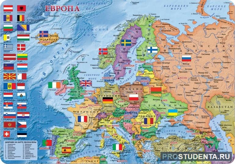 Политическая карта зарубежной европы
