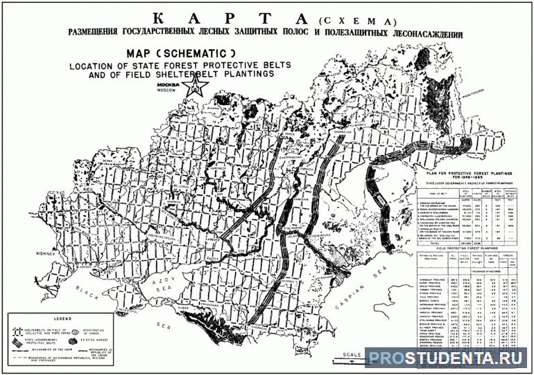 Схема полезащитных полос в СССР