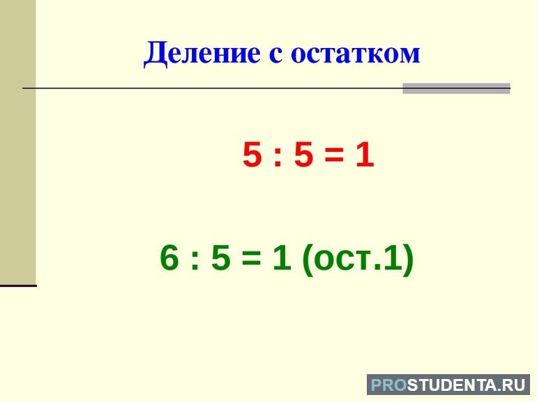 Деление с остатком для примеров в математике 5 класса