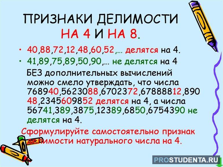 Признаки делимости