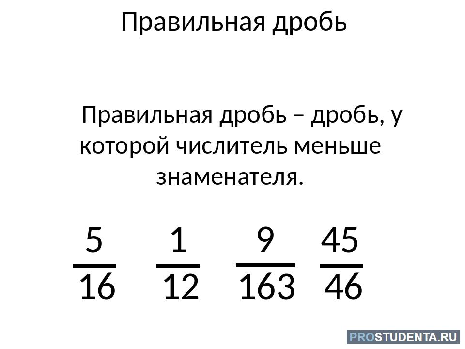 Правильная дробь в математике