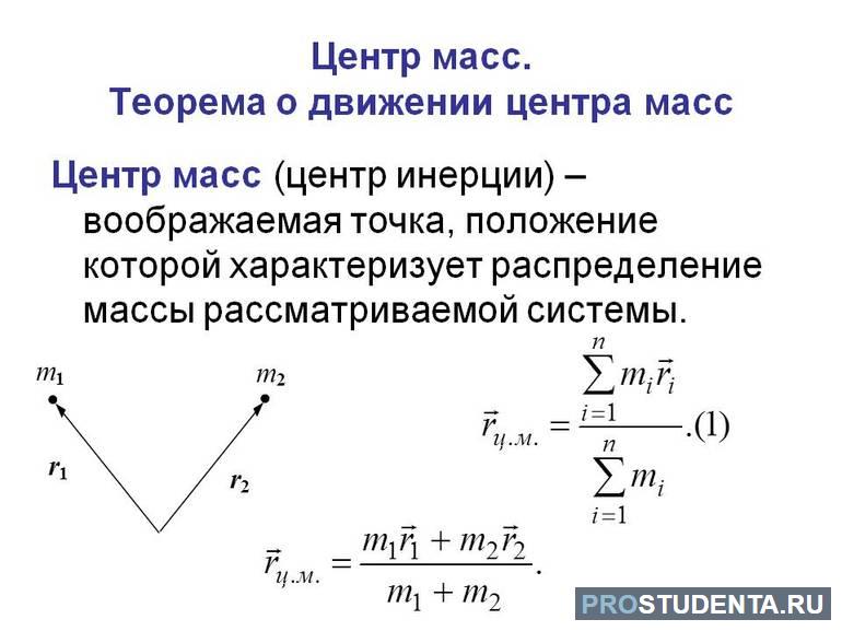 Формула и закон для определения центра масс