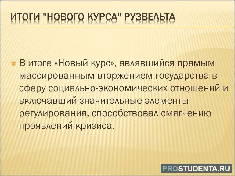 Итоги Нового курса Рузвельта