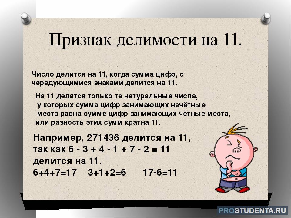 Делиться ли на 3. Признак делимости на 11 пятизначного числа. Признаки делимости чисел на 11. Признак делимости на 11 правило. Признак деления числа на 11.