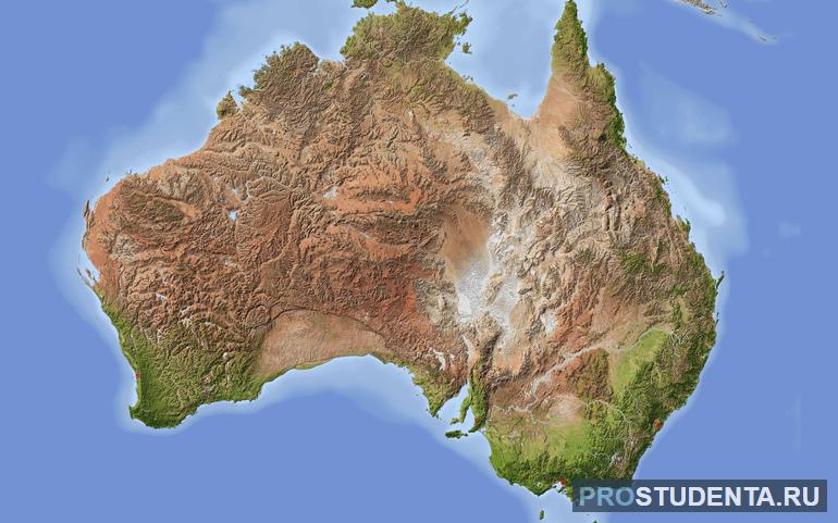 Форма рельефа и полезные ископаемые Австралии