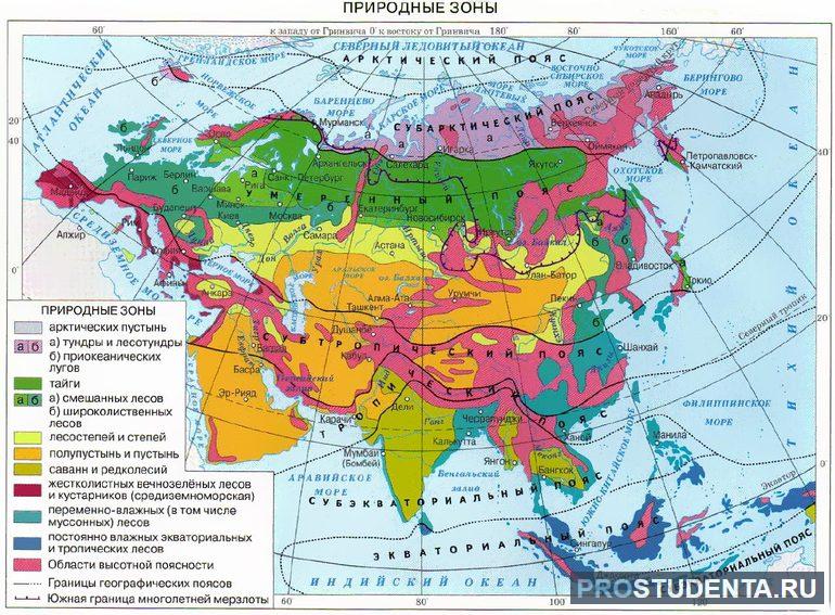 Характеристика природных зон материка Евразия