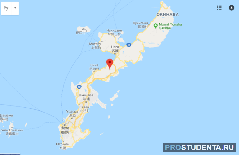 Окинава-хонту на карте