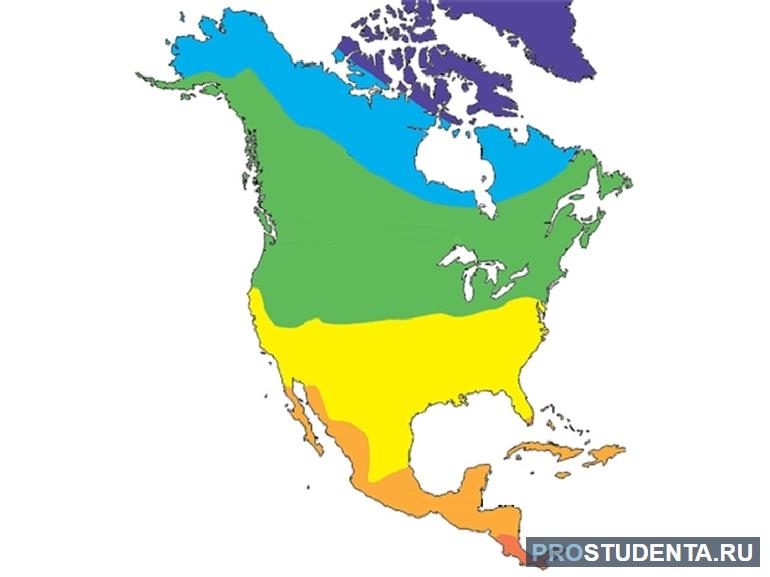 Описание климатических поясов Северной Америки