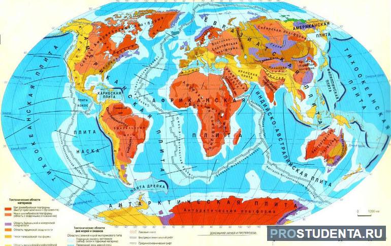 Карта «Строение земной коры»