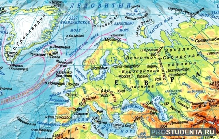 Какие крупнейшие полуострова евразии. Низменности Европы на карте. Моря омывающие Европу на карте. Физическая карта Европы. Физическая карта Европы полуострова.